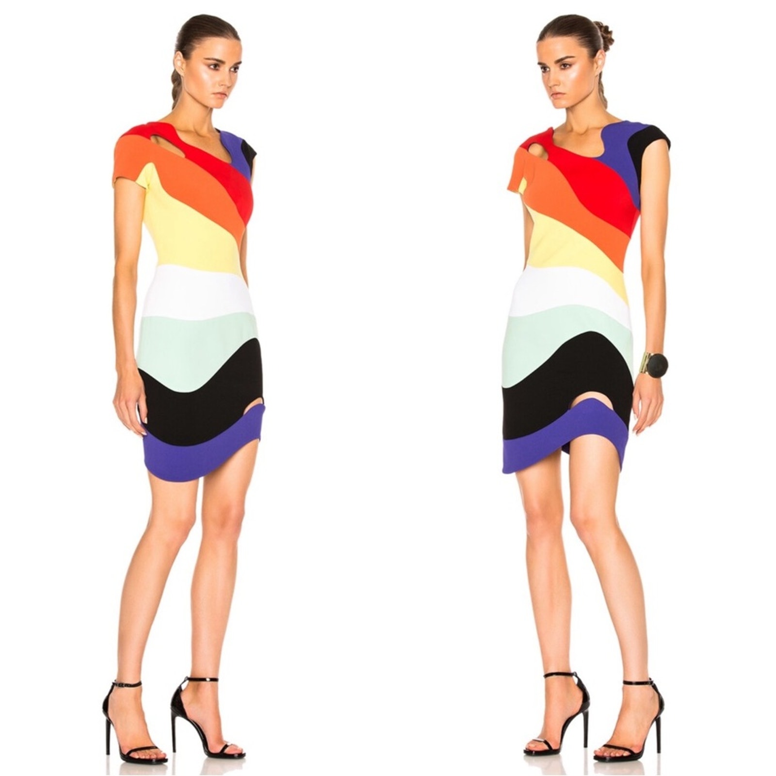 Mugler Technical Cady Rainbow Cutout Wave Mini Dress Size 2 — image 2 of 8